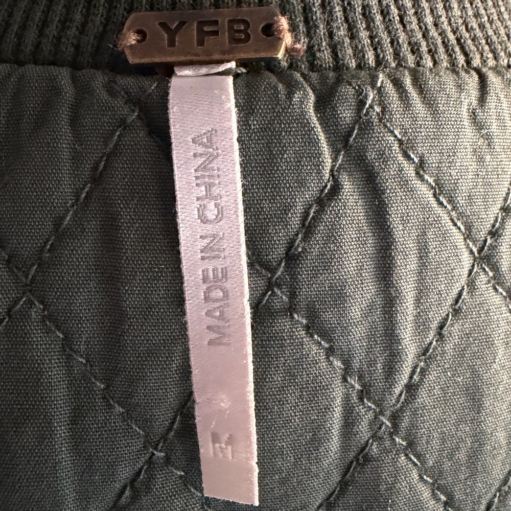 YFB Olive Army Green Bomber Cotton Cropped Reversible Jacket - Picture 6 of 11